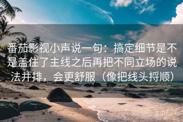 番茄影视小声说一句：搞定细节是不是盖住了主线之后再把不同立场的说法并排，会更舒服（像把线头捋顺）
