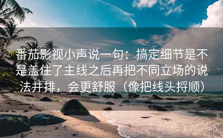 番茄影视小声说一句：搞定细节是不是盖住了主线之后再把不同立场的说法并排，会更舒服（像把线头捋顺）