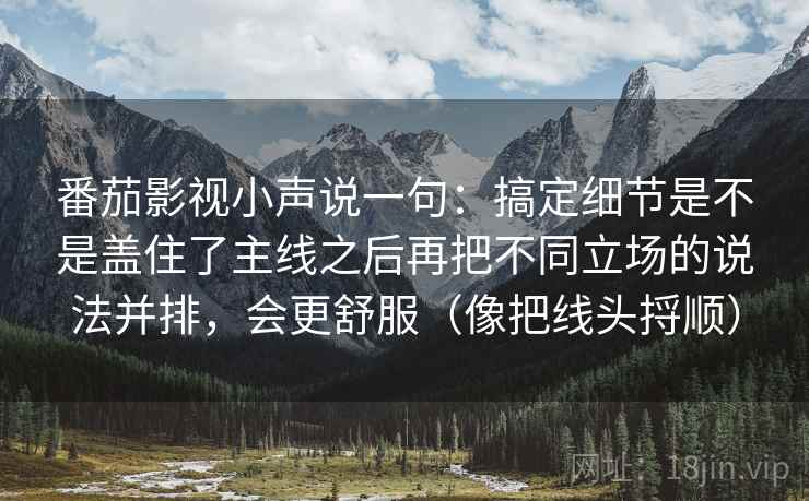 番茄影视小声说一句：搞定细节是不是盖住了主线之后再把不同立场的说法并排，会更舒服（像把线头捋顺）